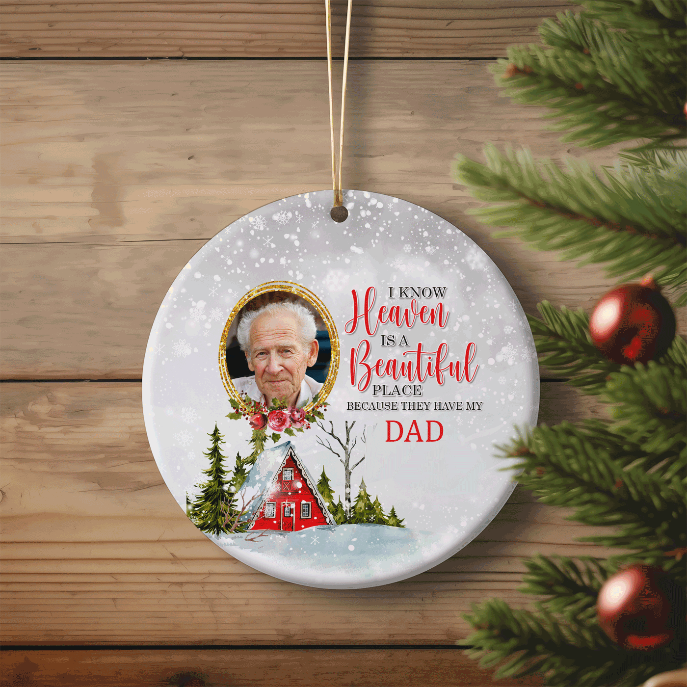 Heaven is a Beautiful Place' | Personalized Christmas Keepsake | Ceramic Ornament